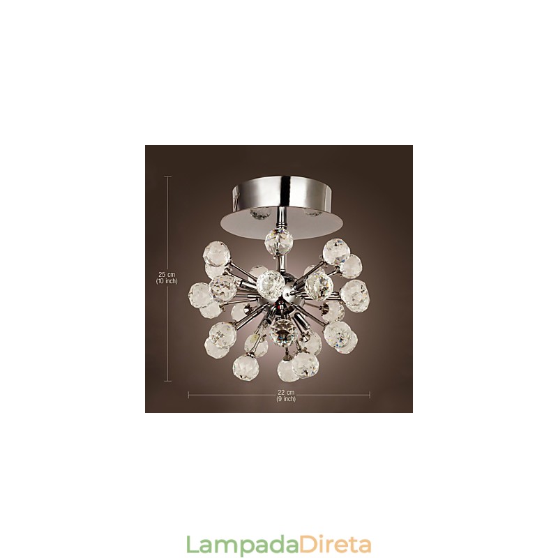 Lustre moderno contemporâneo de cristal estilo mini metal cromado montagem embutida