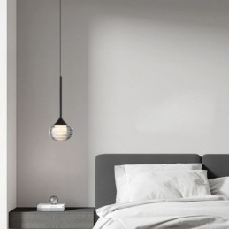 Simples Vidro Pendente Luzes de Teto Decorativas Pretas