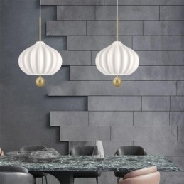 Luminária pendente moderna de vidro branco em formato de bola, luminária de teto minimalista