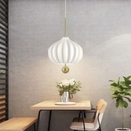Luminária pendente moderna de vidro branco em formato de bola, luminária de teto minimalista