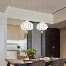 Luminária pendente moderna de vidro branco em formato de bola, luminária de teto minimalista
