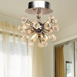 Lustre moderno contemporâneo de cristal estilo mini metal cromado montagem embutida
