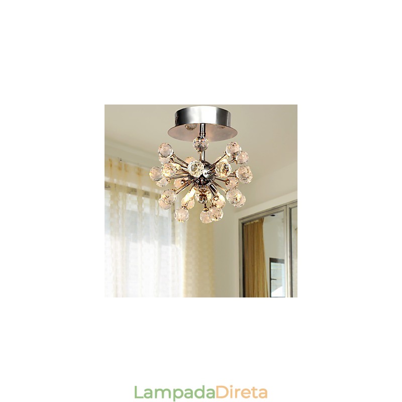 Lustre moderno contemporâneo de cristal estilo mini metal cromado montagem embutida