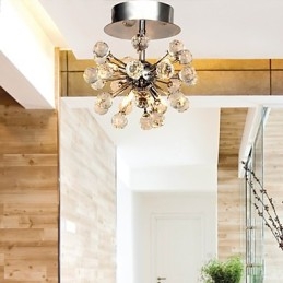 Lustre moderno contemporâneo de cristal estilo mini metal cromado montagem embutida