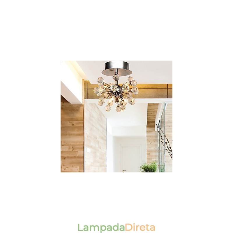 Lustre moderno contemporâneo de cristal estilo mini metal cromado montagem embutida