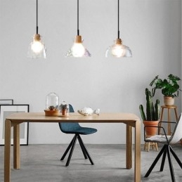 Luminária pendente simples e moderna, vidro permeável à água, 3 luzes de teto, abajur de cabeceira