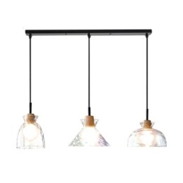 Luminária pendente simples e moderna, vidro permeável à água, 3 luzes de teto, abajur de cabeceira
