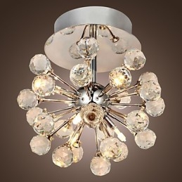 Lustre moderno contemporâneo de cristal estilo mini metal cromado montagem embutida