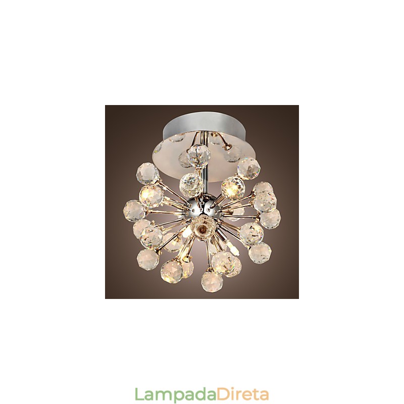 Lustre moderno contemporâneo de cristal estilo mini metal cromado montagem embutida