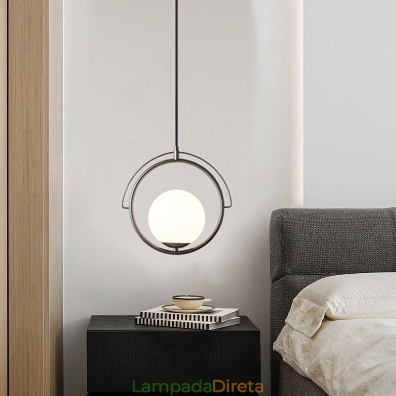 Luminária pendente de bola de vidro para decoração de casa