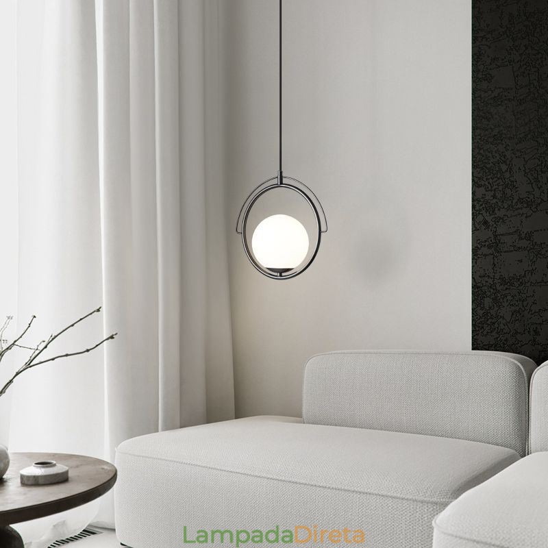 Luminária pendente de bola de vidro para decoração de casa