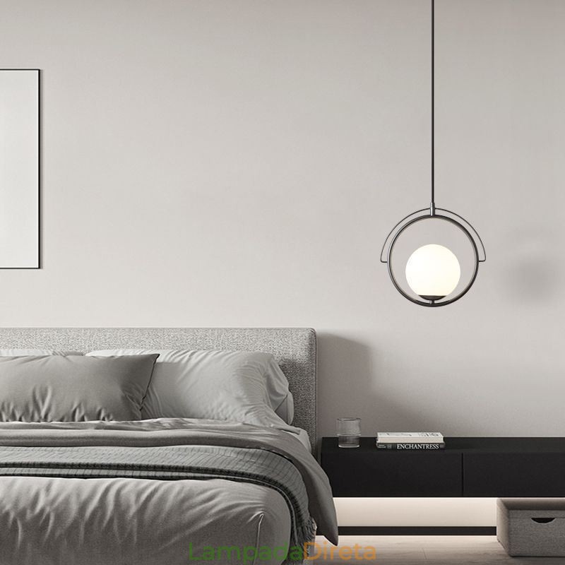 Luminária pendente de bola de vidro para decoração de casa