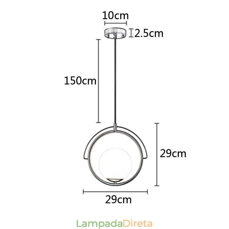 Luminária pendente de bola de vidro para decoração de casa