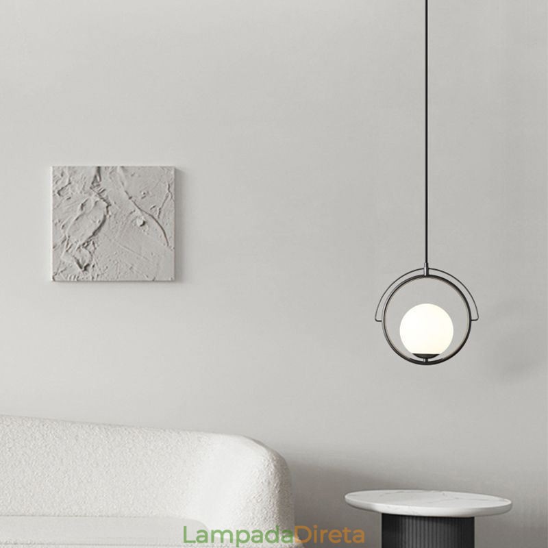 Luminária pendente de bola de vidro para decoração de casa