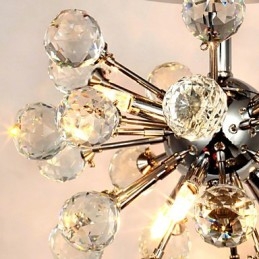 Lustre moderno contemporâneo de cristal estilo mini metal cromado montagem embutida