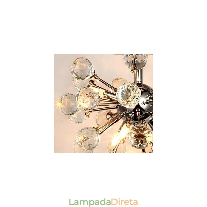 Lustre moderno contemporâneo de cristal estilo mini metal cromado montagem embutida