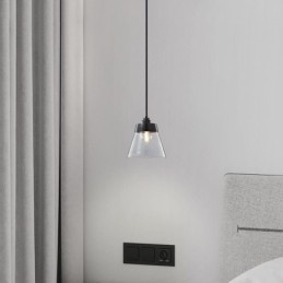 Luminária pendente de vidro moderna, iluminação pendente única com cúpula de vidro transparente