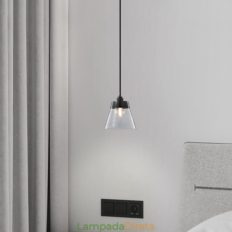 Luminária pendente de vidro moderna, iluminação pendente única com cúpula de vidro transparente