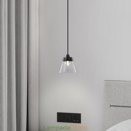 Luminária pendente de vidro moderna, iluminação pendente única com cúpula de vidro transparente Luminária pendente de vidro moderna, iluminação pendente única com cúpula de vidro transparente