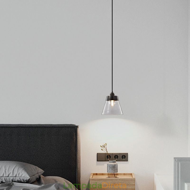 Luminária pendente de vidro moderna, iluminação pendente única com cúpula de vidro transparente