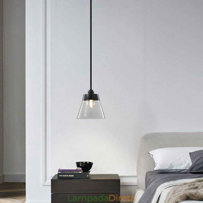 Luminária pendente de vidro moderna, iluminação pendente única com cúpula de vidro transparente