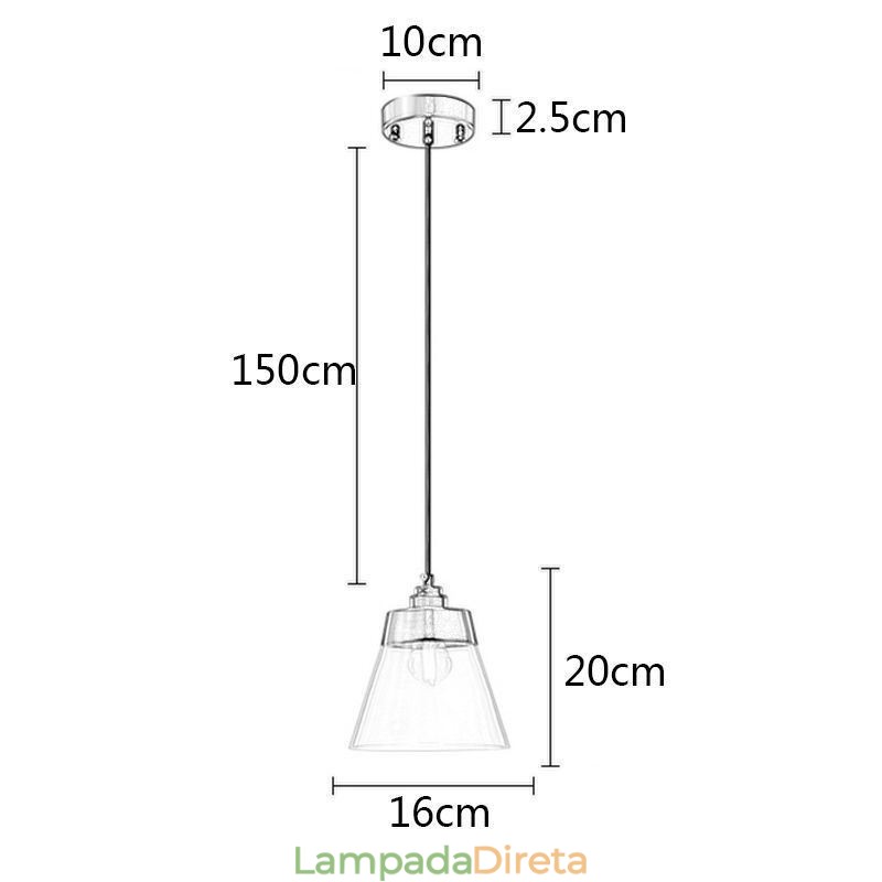 Luminária pendente de vidro moderna, iluminação pendente única com cúpula de vidro transparente