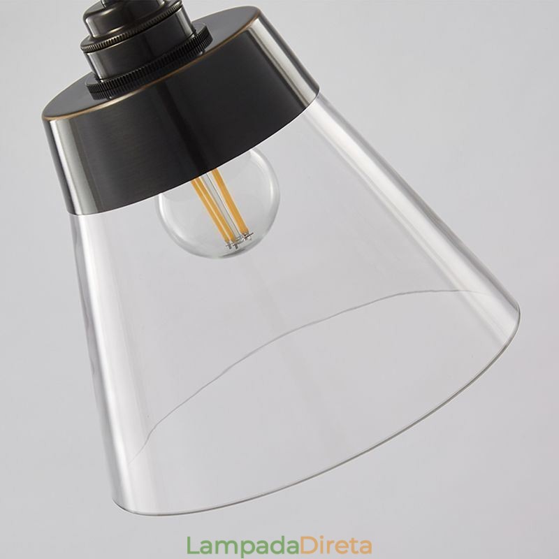 Luminária pendente de vidro moderna, iluminação pendente única com cúpula de vidro transparente