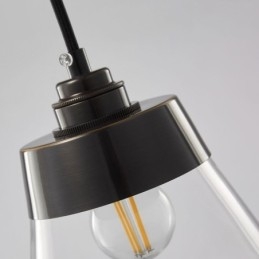 Luminária pendente de vidro moderna, iluminação pendente única com cúpula de vidro transparente