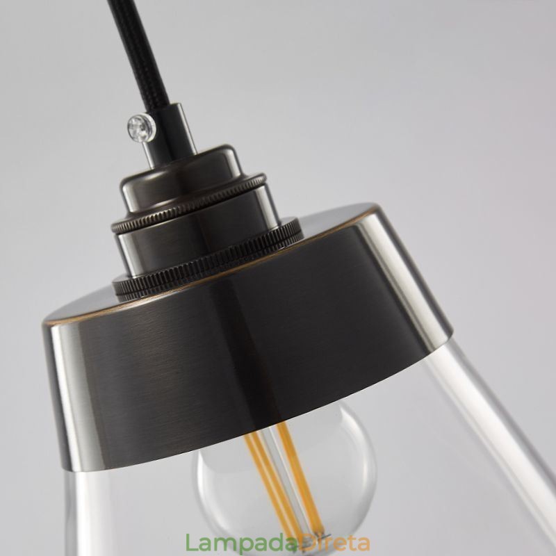 Luminária pendente de vidro moderna, iluminação pendente única com cúpula de vidro transparente