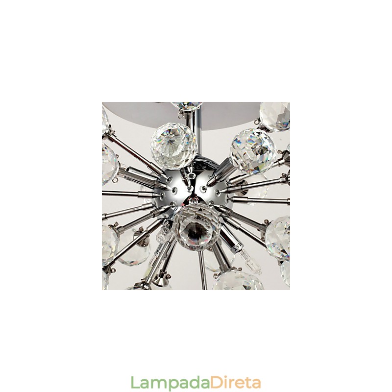 Lustre moderno contemporâneo de cristal estilo mini metal cromado montagem embutida