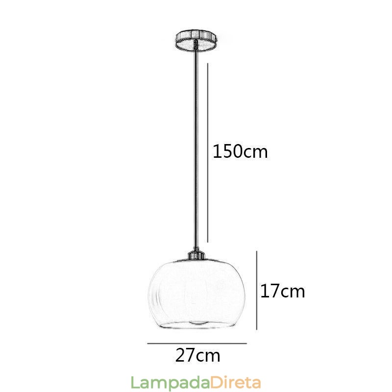 Luminária pendente de vidro moderna com design de abóbora