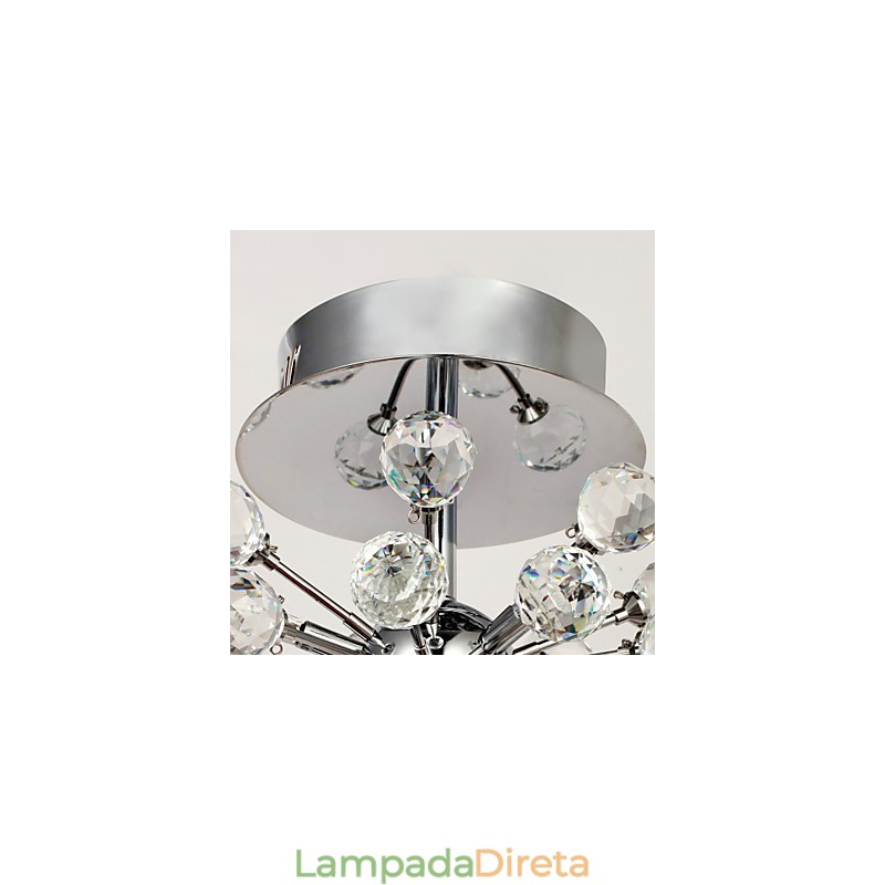 Lustre moderno contemporâneo de cristal estilo mini metal cromado montagem embutida