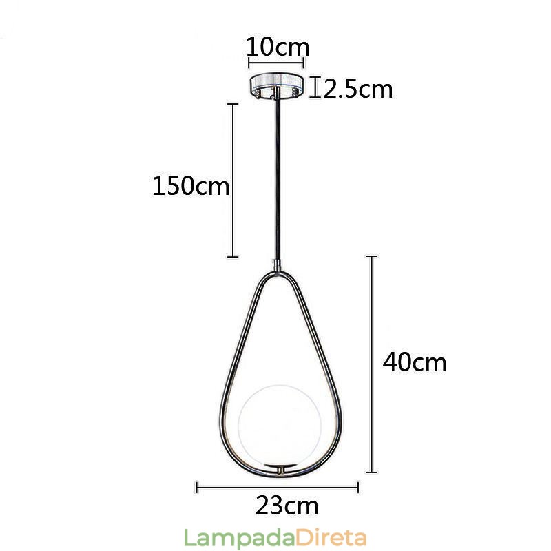 Luminária pendente moderna globo de vidro gota d'água