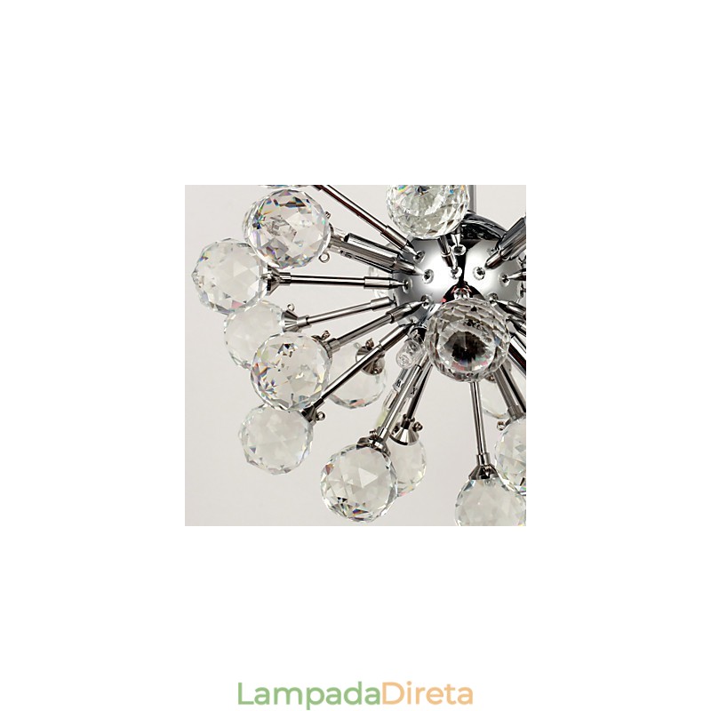 Lustre moderno contemporâneo de cristal estilo mini metal cromado montagem embutida
