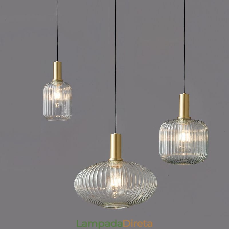 Luminária pendente moderna, uma luz, ilha de iluminação pendente de vidro