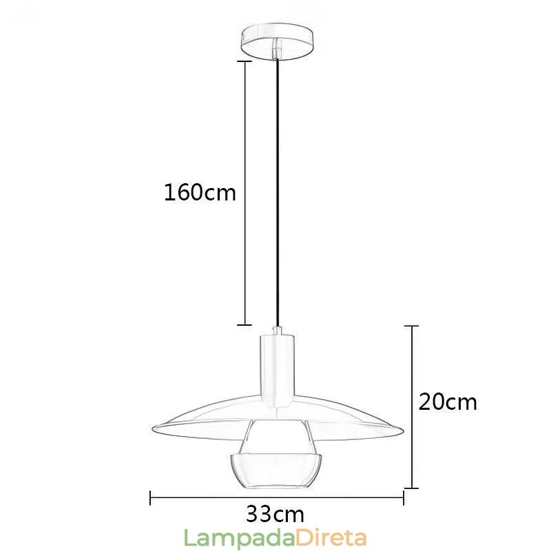 Luminária pendente de ouro escovado com cabeça única