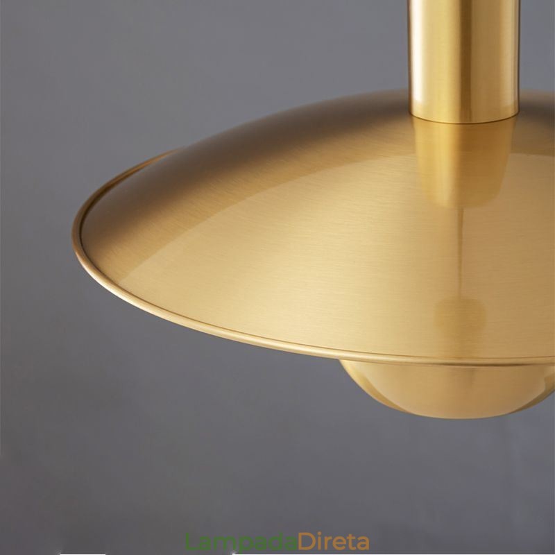 Luminária pendente de ouro escovado com cabeça única