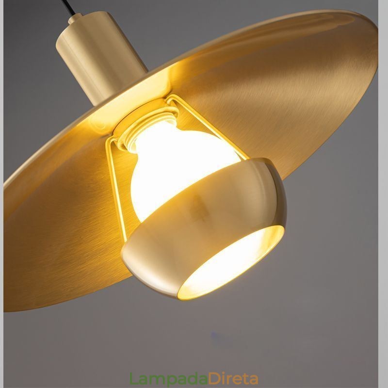 Luminária pendente de ouro escovado com cabeça única