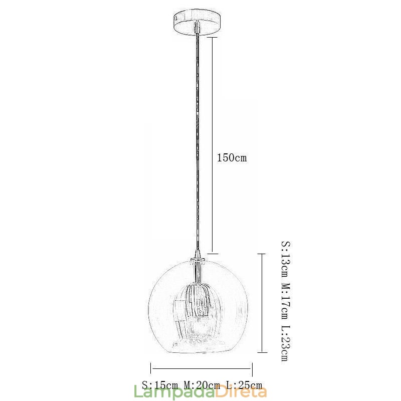 Luminária pendente de vidro moderna com cabeça única