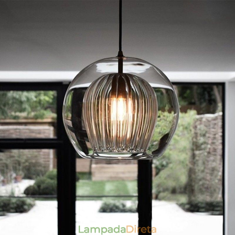 Luminária pendente de vidro moderna com cabeça única