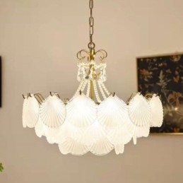 Luminária pendente de vidro europeia pós-moderna com vieira