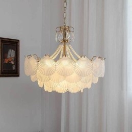 Luminária pendente de vidro europeia pós-moderna com vieira