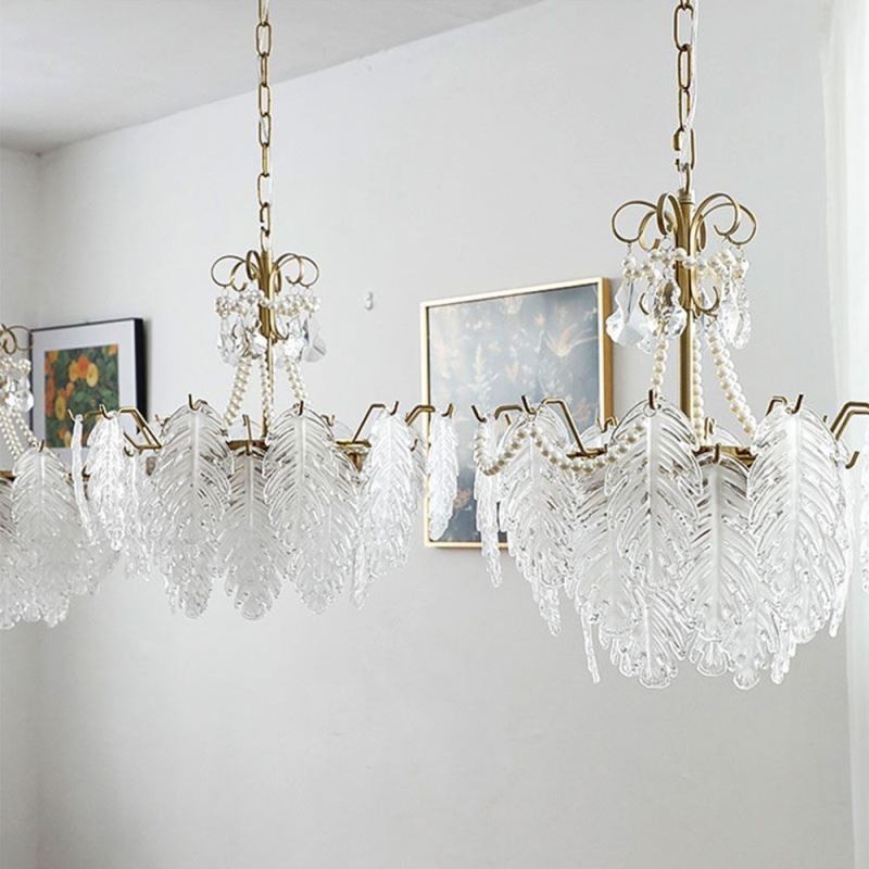 Elegante luminária pendente de vidro com folhas