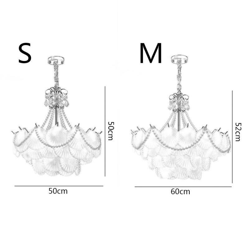 Luminária pendente de vidro europeia, elegante luminária pendente em forma de vieira