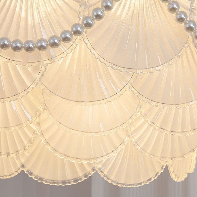 Luminária pendente de vidro europeia, elegante luminária pendente em forma de vieira