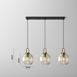 Luminária pendente de 3 luzes com ilha de sombra de vidro