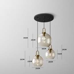 Luminária pendente de 3 luzes com ilha de sombra de vidro