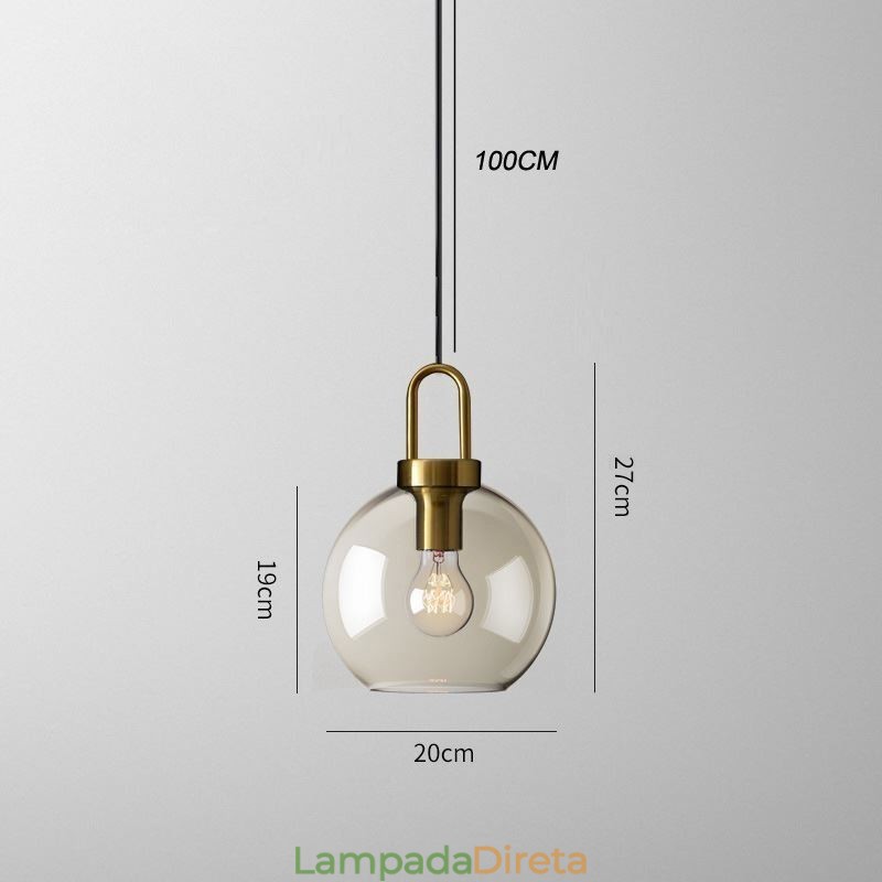 Luminária pendente de 3 luzes com ilha de sombra de vidro