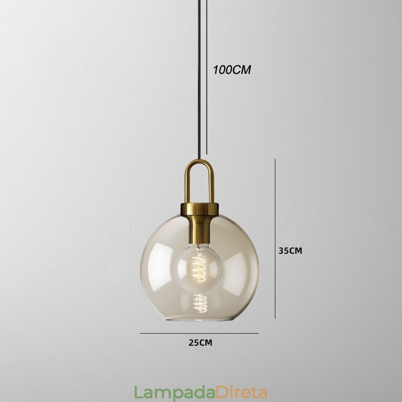 Luminária pendente de 3 luzes com ilha de sombra de vidro