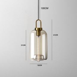 Luminária pendente de 3 luzes com ilha de sombra de vidro